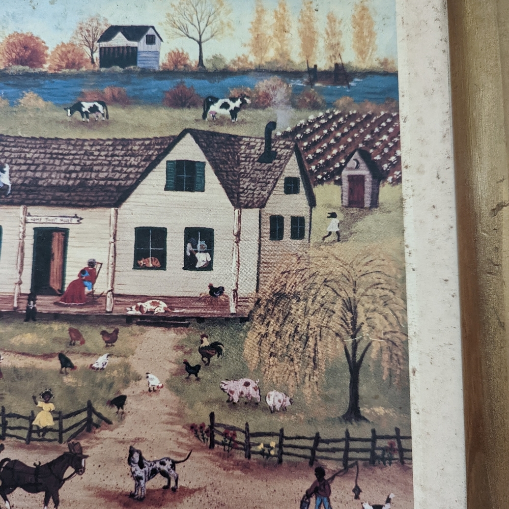 Vintage Framed Print folk Art CINDY MANGUTZOLD PEDDLER MAN Country Farming Farm - Picture 5 of 10